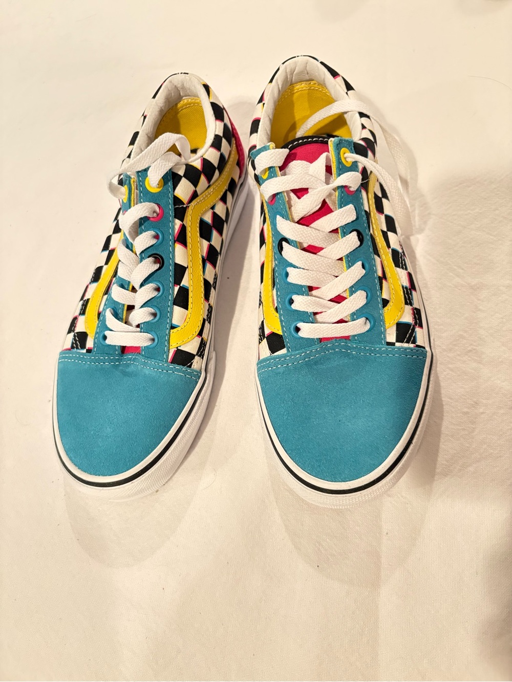 Vans old skool crazy Checkerboard  Low-Top Sneakers in Turquoise, Yellow, Black